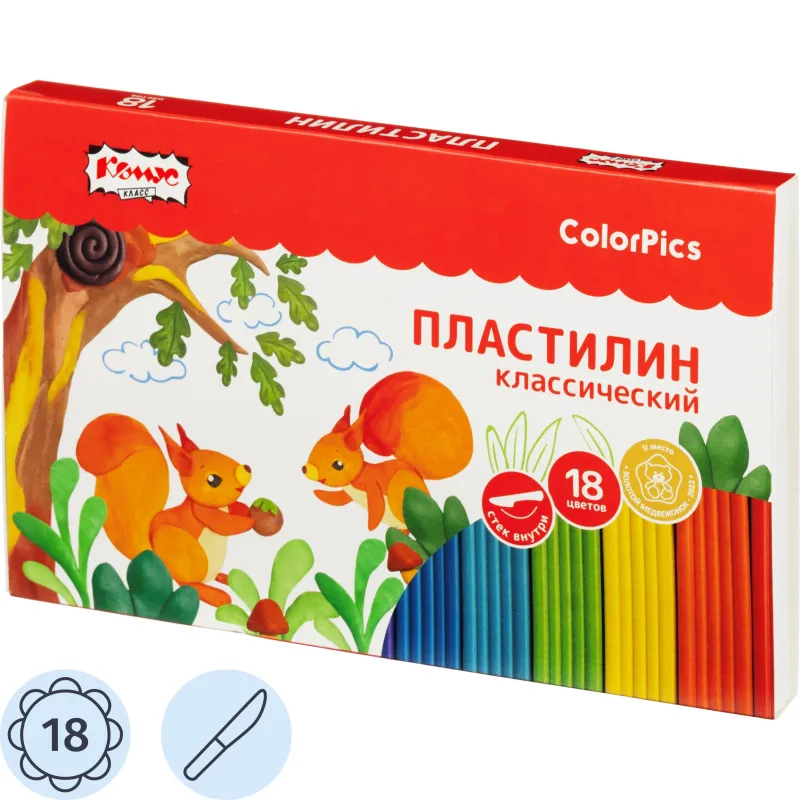 Пластилин классический Комус Класс ColorPics 18 цветов 360 грамм - Image 2
