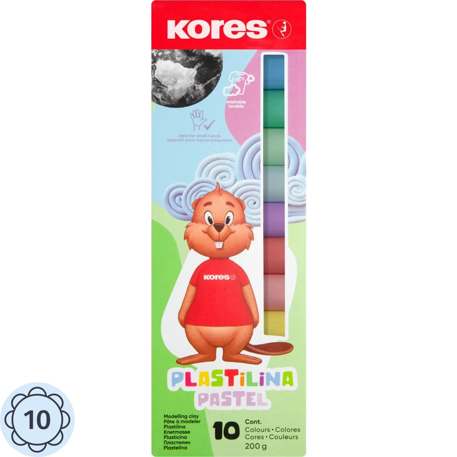 Пластилин классический Kores Plastilina 10 цветов 200 грамм