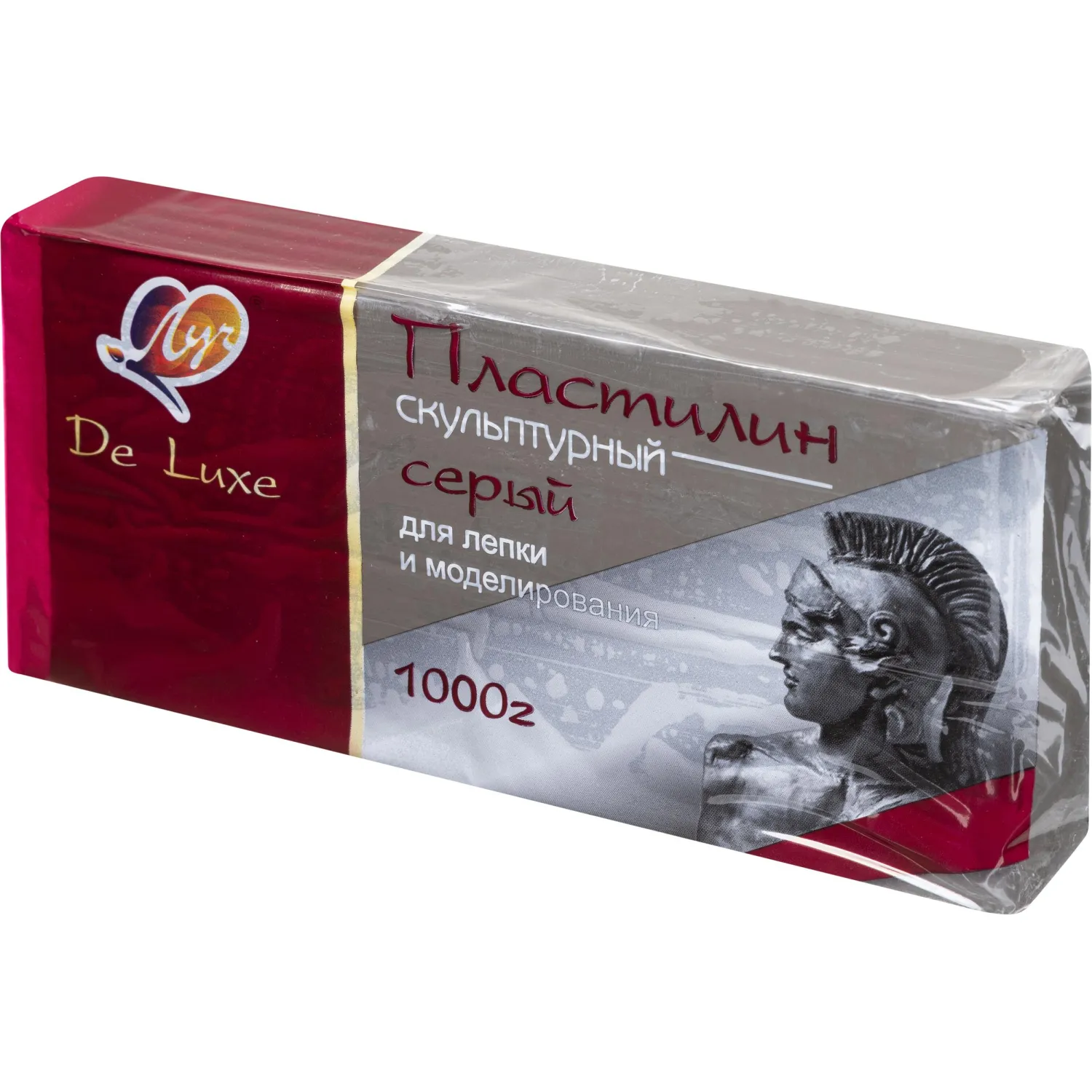 Пластилин скульптурный твёрдый Луч De Luxe серый 1000 грамм
