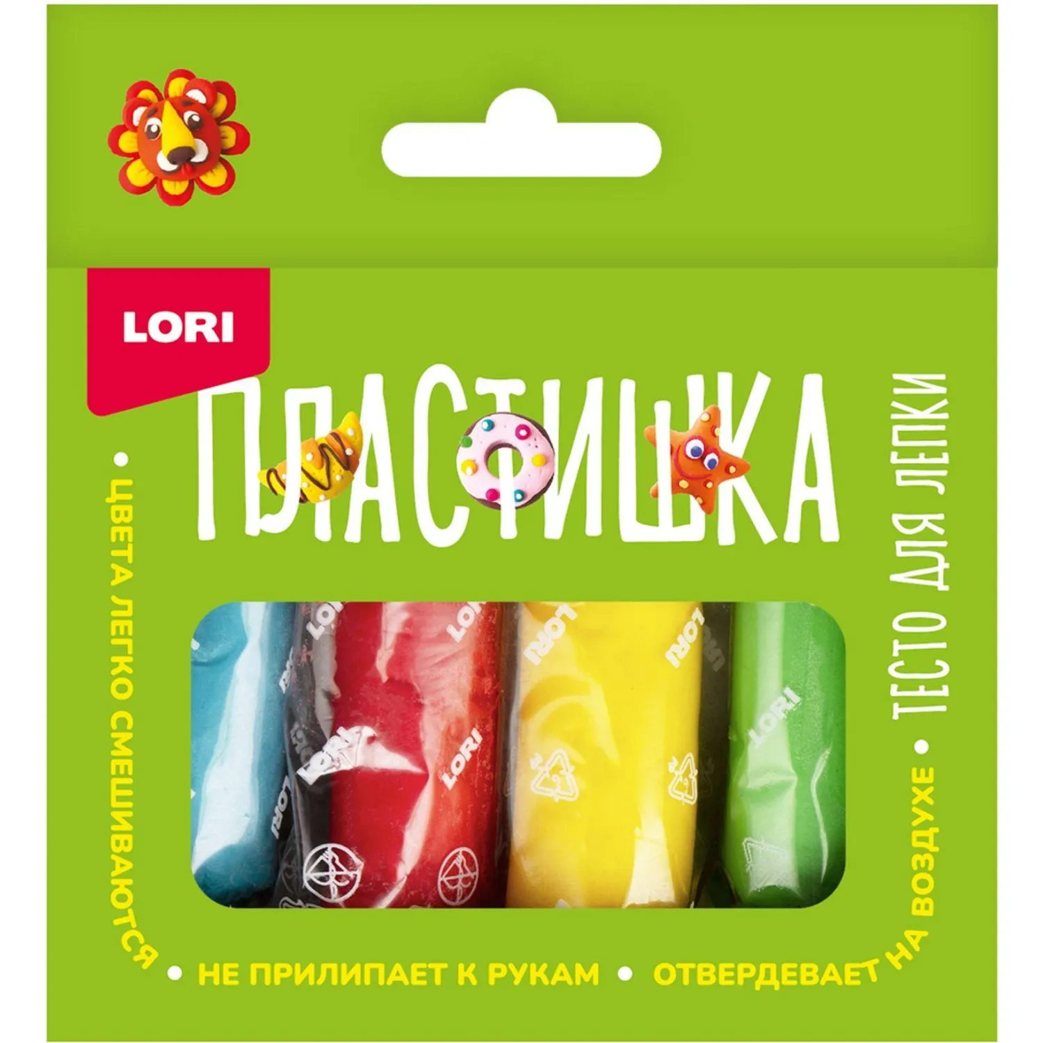 Тесто для лепки Lori Пластишка 4 цвета 120 г (Тдл-046) - Image 3