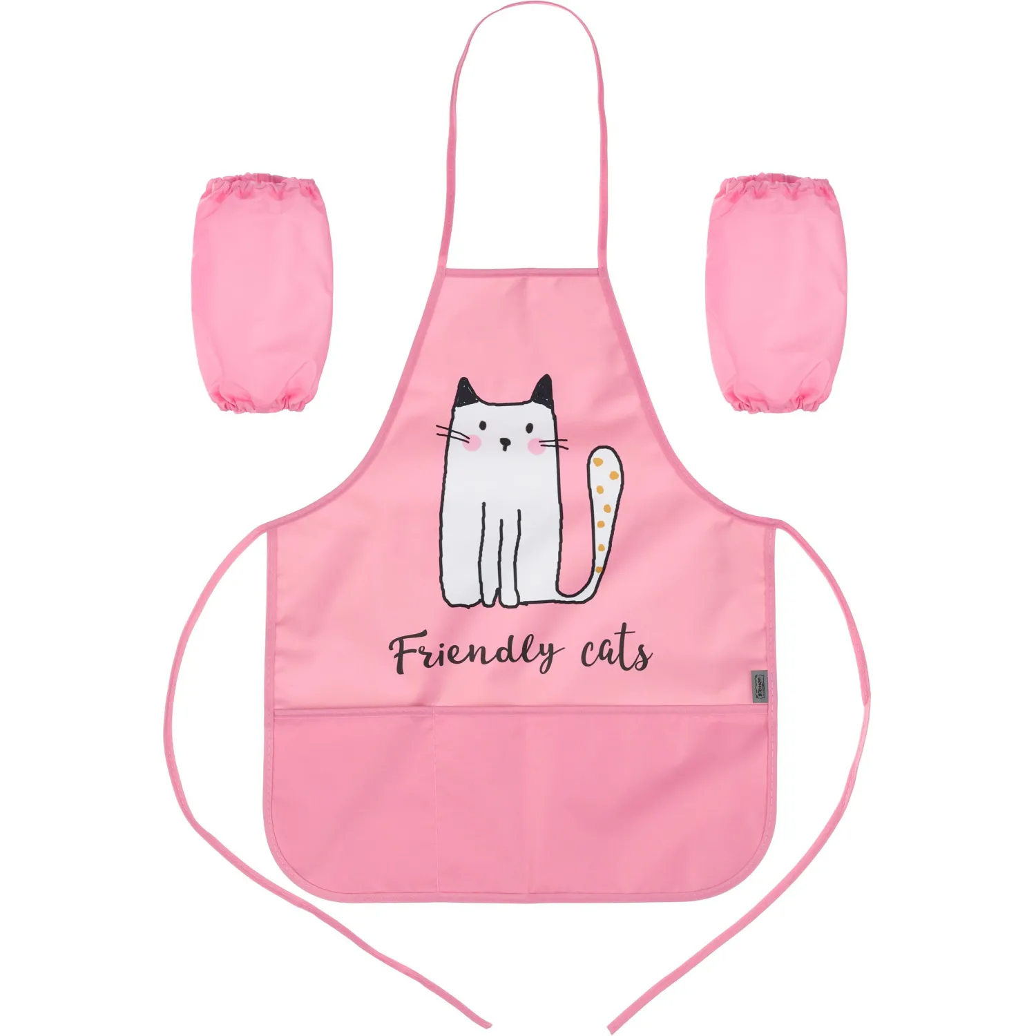 Фартук для труда Комус Класс Friendly cats розовый с нарукавниками