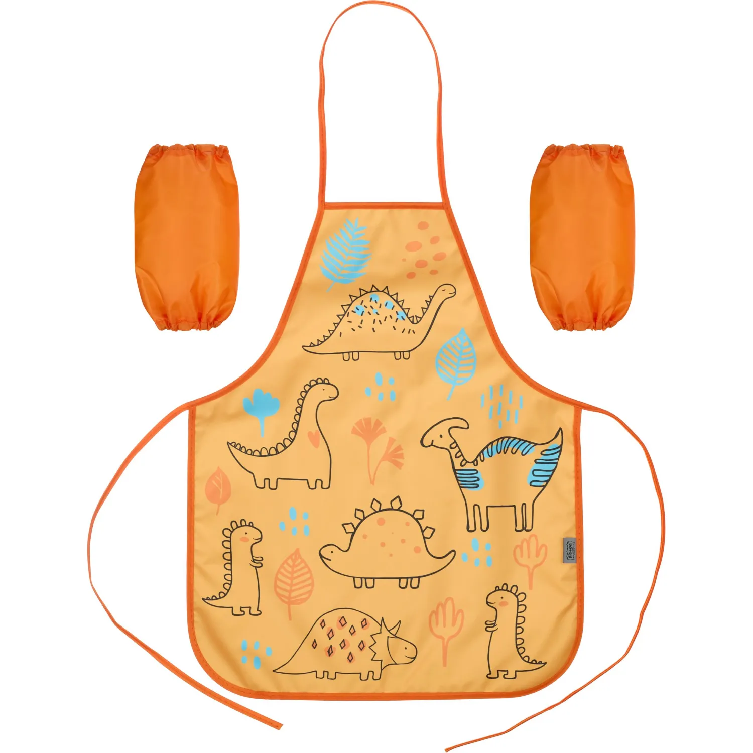 Фартук для труда Комус Класс Динозаврики оранжевый с нарукавниками