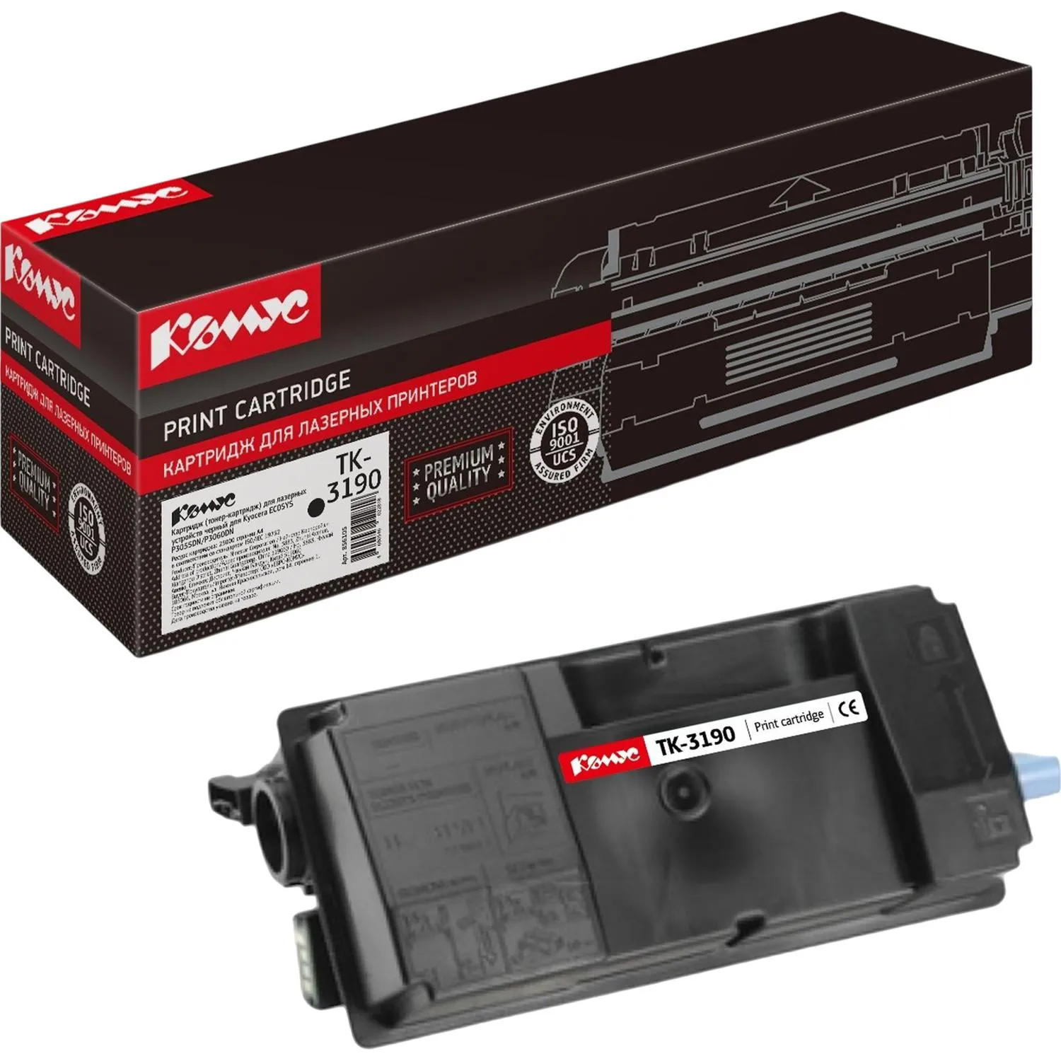 Картридж лазерный Комус TK-3190 1T02T60NL1 для Kyocera чёрный совместимый - Image 2