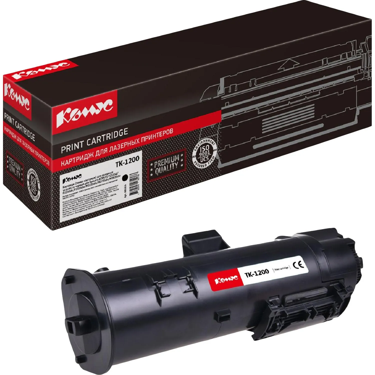 Тонер-картридж Комус TK-1200 1T02VP0RU0 для Kyocera чёрный совместимый - Image 2