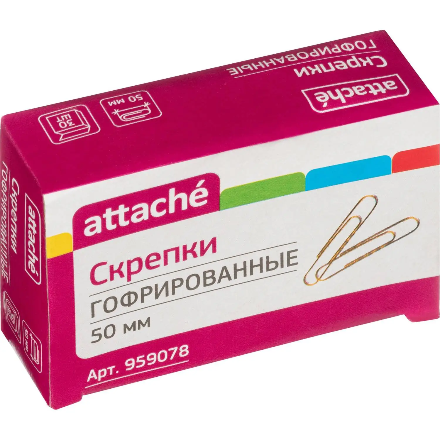 скрепки Attache металлические 50 мм, 30 шт., гофрированные, золотистые - Image 2