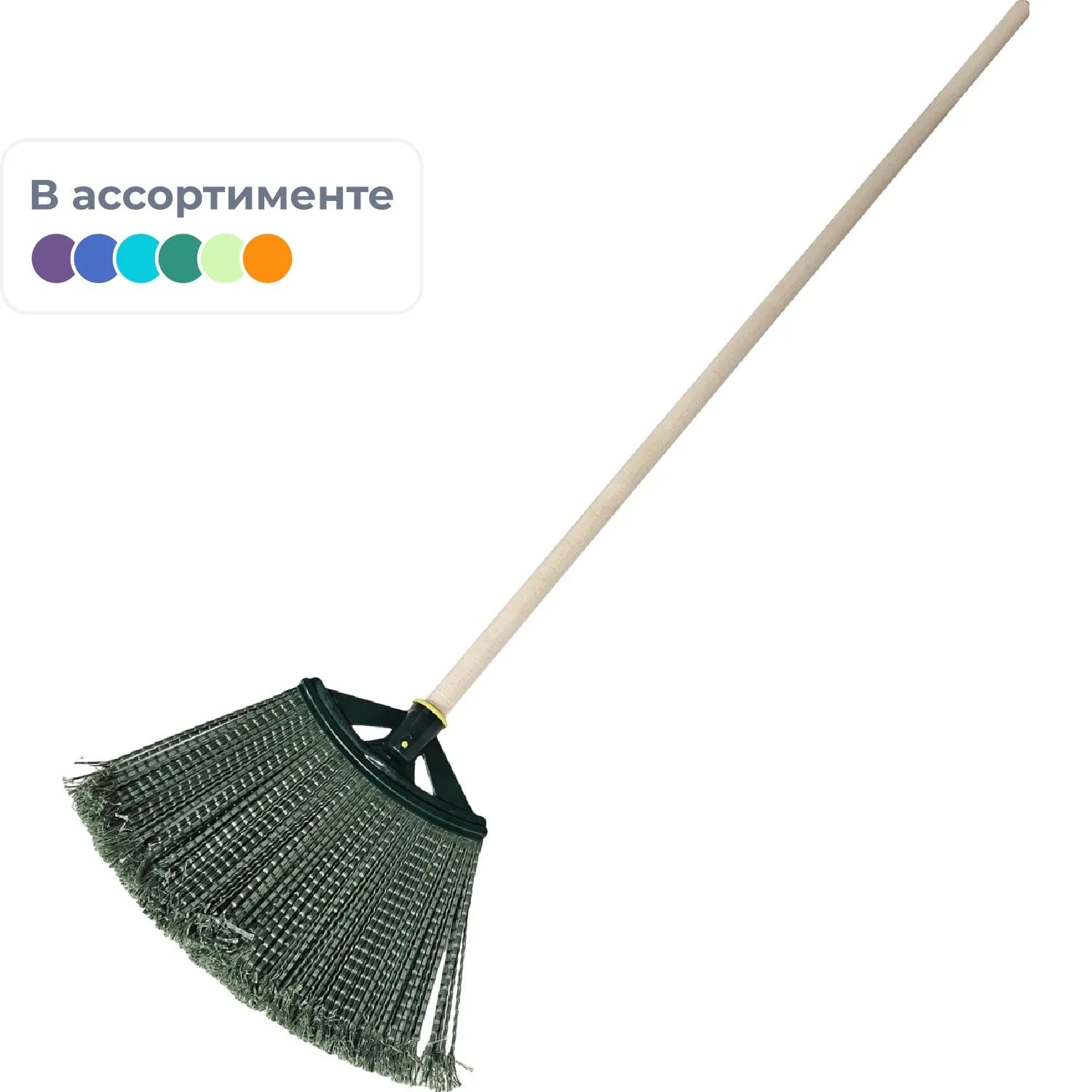 Метла уличная плоская пластиковая 38x19 см с черенком 120 см