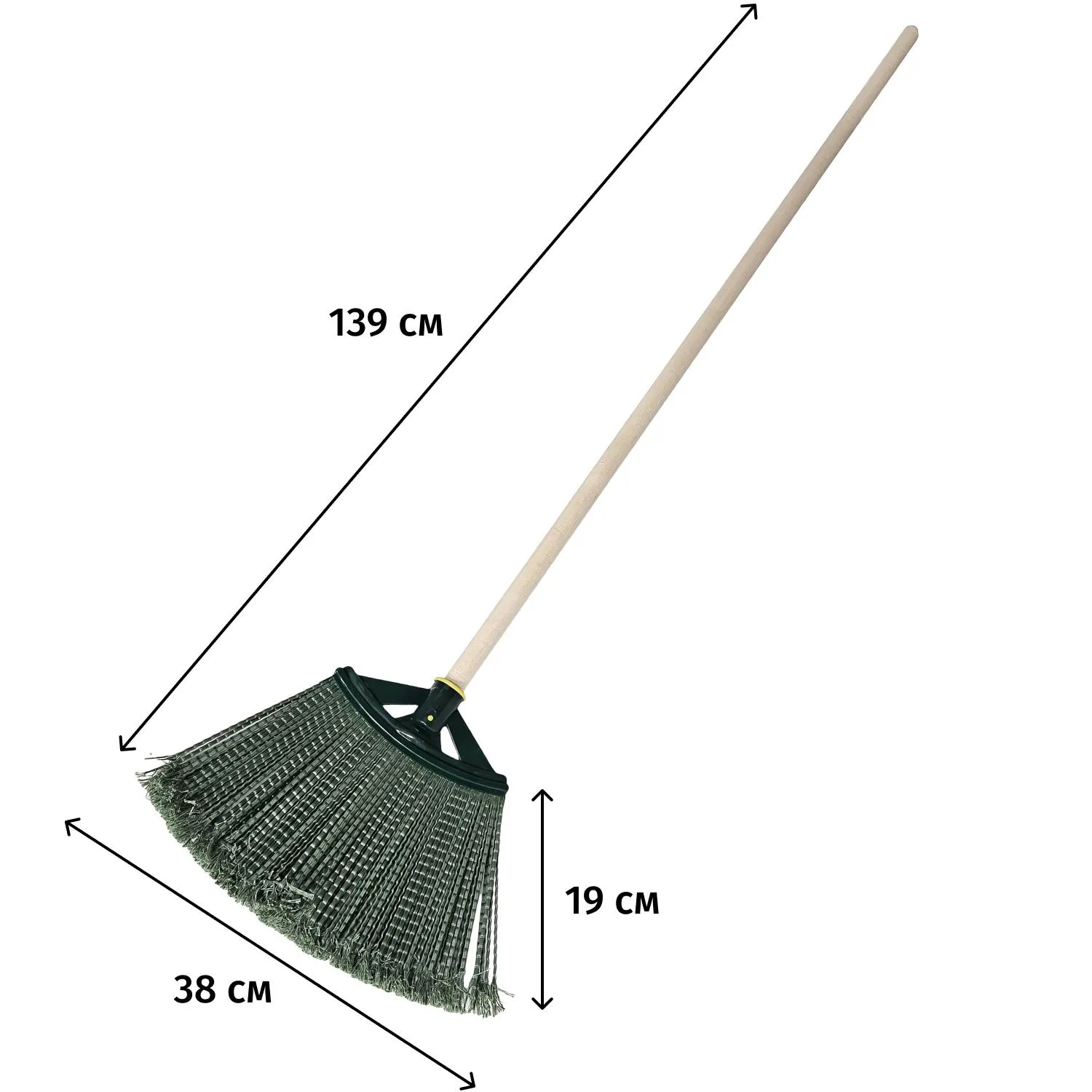 Метла уличная плоская пластиковая 38x19 см с черенком 120 см - Image 2